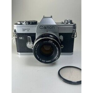 UNTESTED AS IS Canon FT QL 35mm SLR Camera with Canon FL 50mm f/1.8 Lens